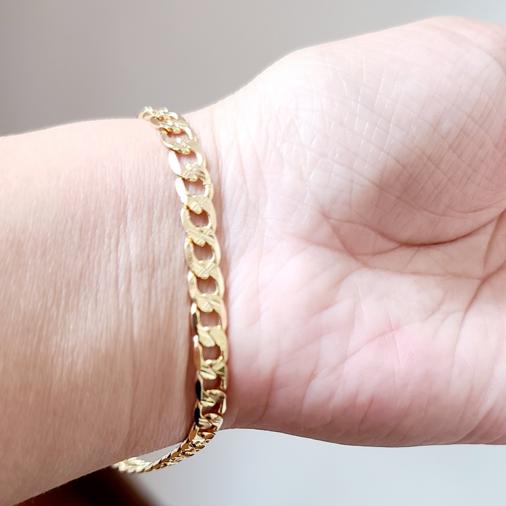 18K GF diamond cut cuban men's bracelet. New - Picture 8 of 8